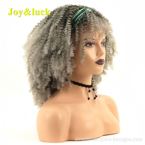 Women's Wholesale Head Band Wig Green Hairband  Ombre Grey Scarf  Hair Short Afro Kinky Curly Headband Wig Synthetic Hair Wigs